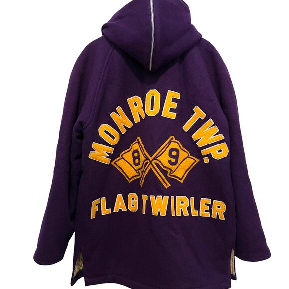 1989 Monroe Flag Twirler Varsity Letterman Jacket Tracy Purple Gold Size L XL - Picture 1 of 16